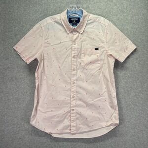 Chubbies Shirt Mens Small Pink Palm Tree Button Down Short Sleeve Summer Beach